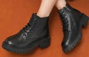 紅蜻蜓秋冬厚底增高馬丁靴戶(hù)外保暖棉鞋女靴加絨瘦瘦靴WTC43977黑色40 曬單實(shí)拍圖