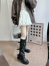 瑜尚臻品騎士靴長(cháng)筒靴女冬季新款雪地靴厚底高筒靴子胖mm大筒圍粗腿褲管靴 黑色 37 曬單實(shí)拍圖
