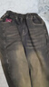 多多家【復古水洗加絨軟牛仔】男童褲子冬季一體絨寬松直筒兒童休閑長(cháng)褲 水泥灰色 140 曬單實(shí)拍圖