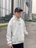 美式連帽針織衫外套男秋冬季潮牌寬松情侶毛衣高街慵懶風(fēng)套頭線(xiàn)衣 淺灰色 XL 建議130-145斤 曬單實(shí)拍圖