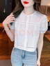 羅蒙（ROMON）白色短袖襯衫女裝夏季2025新款小衫法式短款小眾減齡上衣女 白色 M 曬單實(shí)拍圖