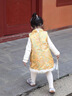 班喜迪女童連衣裙冬裝寶寶公主裙套裝周歲禮服兒童國風(fēng)旗袍裙拜年服秋冬 黃色 90 曬單實(shí)拍圖