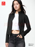 優(yōu)衣庫女裝AIRism高彈力拉鏈茄克長(cháng)袖外套夾克防曬秋冬新款479690 09 黑色 M /160/84A 曬單實(shí)拍圖