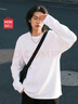 名創(chuàng  )優(yōu)品（MINISO）純棉長(cháng)袖t恤男春秋季純色圓領(lǐng)內搭衣服寬松休閑打底衫 白色 2XL  曬單實(shí)拍圖