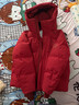 鴨鴨（YAYA）王一博同款1號紅色羽絨服男女短款2025新款休閑簡(jiǎn)約連帽保暖外套 中國紅色 L 175 （推薦120-140斤） 曬單實(shí)拍圖