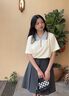 芮鴿大碼夏季新款polo衫短袖t恤女上衣女裝微胖女士工裝設(shè)計(jì)感vg 香草米 L 曬單實(shí)拍圖