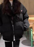 Sweetly·Sun羽絨棉服冬季新款韓系學(xué)院風(fēng)棉衣慵懶風(fēng)小個(gè)子短款面包服保暖外套 黑色 S 建議70-100斤 曬單實(shí)拍圖