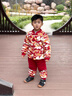 班喜迪男童套裝冬裝新款寶寶嬰兒周歲禮服兒童秋冬季夾棉拜年衣服小童裝 紅色 90 曬單實(shí)拍圖