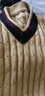 馬登工裝 復古lvy針織V領(lǐng)毛衣背心男秋季學(xué)院風(fēng)撞色立體絞花無(wú)袖馬甲 卡其 2XL 曬單實(shí)拍圖