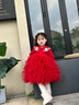 班喜迪女童連衣裙冬裝2026新款洋氣寶寶裙子周歲禮服兒童國風(fēng)嬰兒公主裙 紅色 100 曬單實(shí)拍圖