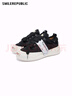 smilerepublic 黑色白色低幫開(kāi)口笑增高厚底帆布鞋 黑色 37 曬單實(shí)拍圖