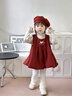 班喜迪女童連衣裙秋冬裝新款洋氣兒童公主裙女寶寶周歲禮服過(guò)年裙子冬季 紅色 加絨 90 曬單實(shí)拍圖