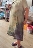 羅蒙（ROMON）媽媽裝連衣裙國風(fēng)夏季雪紡新款薄款棉麻中老年女裝夏裝直筒長(cháng)裙子 綠色 2XL   （推薦106-120斤） 曬單實(shí)拍圖