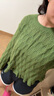 闊色（kuose）綠色鏤空長(cháng)袖針織衫喇叭袖上衣短款毛衣2025秋季穿搭新款女裝 綠色 L 曬單實(shí)拍圖