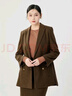 哥弟（GIRDEAR）秋冬新款時(shí)尚通勤極簡(jiǎn)廓形爆款雙排扣西裝1400120 深棕色 S (2) 曬單實(shí)拍圖