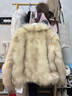 MSBEAST野獸小姐 進(jìn)口藍狐坎毛暈染色V領(lǐng)短款狐貍毛皮草外套女丨霜華映月 暈染日光米 S 曬單實(shí)拍圖