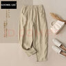 NY-RCE棉麻休閑褲女夏季薄款寬松女士亞麻女褲闊腿褲九分褲哈倫褲女裝 卡其色 2XL 【160-180斤】 曬單實(shí)拍圖