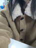 三彩2025冬季新款綿羊毛復合皮草毛毛外套翻領(lǐng)仿麂皮寬松短款M 曬單實(shí)拍圖