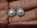 滴水成珠南珠世家淡水珍珠耳環(huán)耳釘925銀耳扣生日禮物送媽媽 8.5-9mm扁形珍珠白K金色925銀鑲鋯石耳釘 曬單實(shí)拍圖