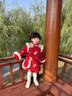 班喜迪女童連衣裙冬裝新中式寶寶公主裙周歲禮服夾棉兒童過(guò)年拜年旗袍裙 紅色 90 曬單實(shí)拍圖