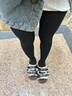 UNRSTND深灰色連褲襪女外穿秋冬季壓力瘦腿加絨加厚冬天保暖黑色打底褲 曬單實(shí)拍圖