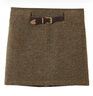 朗姿純羊毛法式復古短款裙子短裙冬季新款a字氣質(zhì)高腰半身裙女 卡其綠色2 S 曬單實(shí)拍圖
