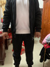 運動(dòng)套裝男秋季2025新款開(kāi)衫衛衣純棉加絨男款休閑寬松跑步運動(dòng)服 黑白色-春秋束腳-三件套 3XL【150-165斤】 曬單實(shí)拍圖
