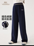 英氏（YEEHOO）女童褲子兒童長(cháng)褲中大童裝衛褲寬松闊腿褲休閑運動(dòng)秋 深藍色 165 曬單實(shí)拍圖