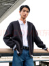 Calvin KleinJeans25秋季新款男女情侶休閑學(xué)院ck字母提花紐扣V領(lǐng)針織開(kāi)衫外套 UB1-太空黑 M 曬單實(shí)拍圖