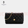 TUSCAN'S跨晚禮物經(jīng)典女士金茶花單肩包魚(yú)子醬菱格鏈條包TS時(shí)代 黑色 曬單實(shí)拍圖