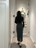 卡詩(shī)茉/毛呢半身裙女2025秋冬新款高腰女裙修身顯瘦包臀一步裙 高級灰 XS 曬單實(shí)拍圖