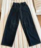 馬登丹寧日系藍色水洗牛仔寬松長(cháng)褲休閑工裝香蕉大碼鐮刀褲秋女 牛仔藍 M 曬單實(shí)拍圖