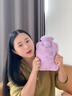 JCZS德國品牌熱水袋注水毛絨硅膠防爆暖水袋女生敷肚子暖腳捂被窩用暖 梧桐米【中號-送兔毛絨布套】全天保溫 1000ML 曬單實(shí)拍圖