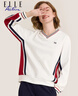 ELLE ACTIVE 舒緩極簡(jiǎn)系列V領(lǐng)衛衣女裝秋季百搭活力拼色休閑通勤舒適衛衣女 白色 2XL 曬單實(shí)拍圖