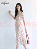 伊芙麗蔣欣代言V領(lǐng)高腰線(xiàn)長(cháng)款碎花連衣裙女2025夏季新款氣質(zhì)茶歇裙 米白 L 曬單實(shí)拍圖