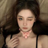 蔓笙項圈女鈴鐺choker高級感女朋友牽引繩脖環(huán)項圈女頸環(huán)情侶鎖骨鏈 粉色 曬單實拍圖