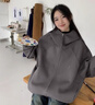 JRET衛衣外套女秋冬歐美風(fēng)個(gè)性簡(jiǎn)約休閑連帽寬松時(shí)尚慵懶風(fēng)上衣女外套 深灰  薄款 S 70-85斤 曬單實(shí)拍圖