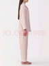 無(wú)印良品（MUJI）女式 無(wú)側縫雙層紗織長(cháng)袖睡衣 女士家居服 套裝純棉全棉 FD1LUC5A 淺粉紅色 XL 上裝165/92A 下裝165/74A 曬單實(shí)拍圖