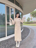 香影法式鏤空針織上衣套裝裙女2025冬季新款流蘇半身裙氣質(zhì)兩件套 淺卡其 S 曬單實(shí)拍圖