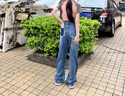 妙奕嘉褲子女休閑褲牛仔褲闊腿秋冬2024新款直筒窄版顯瘦矮個(gè)子高腰寬松 毛邊拼色口袋牛仔褲【藍(lán)色】 L 【建議105-115斤】 曬單實(shí)拍圖