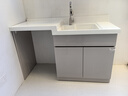 陽(yáng)臺洗衣機一體柜高低盆洗衣洗手池一體臺盆柜滾筒洗衣機伴侶組合 160cm高低右盆丨太空灰 曬單實(shí)拍圖