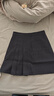 Olrain歐芮兒法式深灰色半身裙女春裝新款高腰壓褶A字短裙女裙 深灰色 M 曬單實(shí)拍圖