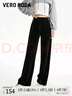 VEROMODA休閑褲秋季女裝新款休閑松緊高腰直筒絲絨黑色長(cháng)褲女 黑色 XL 曬單實(shí)拍圖