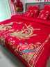 Lady Laura富安娜新中式180S龍鳳刺繡婚慶四件套大紅色喜被純棉被套結婚床品 龍鳳九天 1.8m床單款四件套【被套200*230cm】 曬單實(shí)拍圖