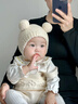 Kimmy英國嬰兒帽子秋冬季0-2歲寶寶男女兒童護耳毛線(xiàn)帽珊瑚絨可愛(ài)針織 米白 建議2個(gè)月~12個(gè)月(頭圍：44-48cm) 曬單實(shí)拍圖