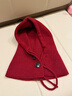 女士帽子冬季新款護頸圍脖一體帽針織保暖毛線(xiàn)帽媽媽防寒包頭冷帽 安可拉紅（連帽圍巾） 曬單實(shí)拍圖