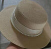 逸兼遮陽(yáng)帽法式名媛風(fēng)平頂禮帽新款夏季優(yōu)雅珍珠草編海邊遮陽(yáng)帽子女 法式珍珠平頂遮陽(yáng)帽【米色】 曬單實(shí)拍圖