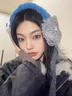 回傾保暖耳罩女冬季毛絨綁帶防風(fēng)護耳捂子加絨加厚騎車(chē)防寒防凍耳包 藍色拼灰色【綁帶約35cm】 曬單實(shí)拍圖