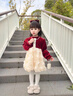 班喜迪女童裙子冬裝兒童洋氣加絨公主裙女寶寶秋冬季連衣裙過(guò)年服拜年服 紅色 100 曬單實(shí)拍圖