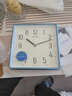 麗聲（RHYTHM）靜音簡(jiǎn)約中式方形掛鐘客廳掛墻鐘表家用創(chuàng  )意旺宅時(shí)鐘石英鐘掛表 金屬藍 25cm 曬單實(shí)拍圖